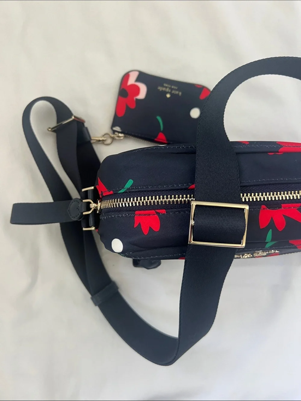 kate spade Chelsea Navy Floral Crossbody with Red and pink Accents - Picture 11 of 14